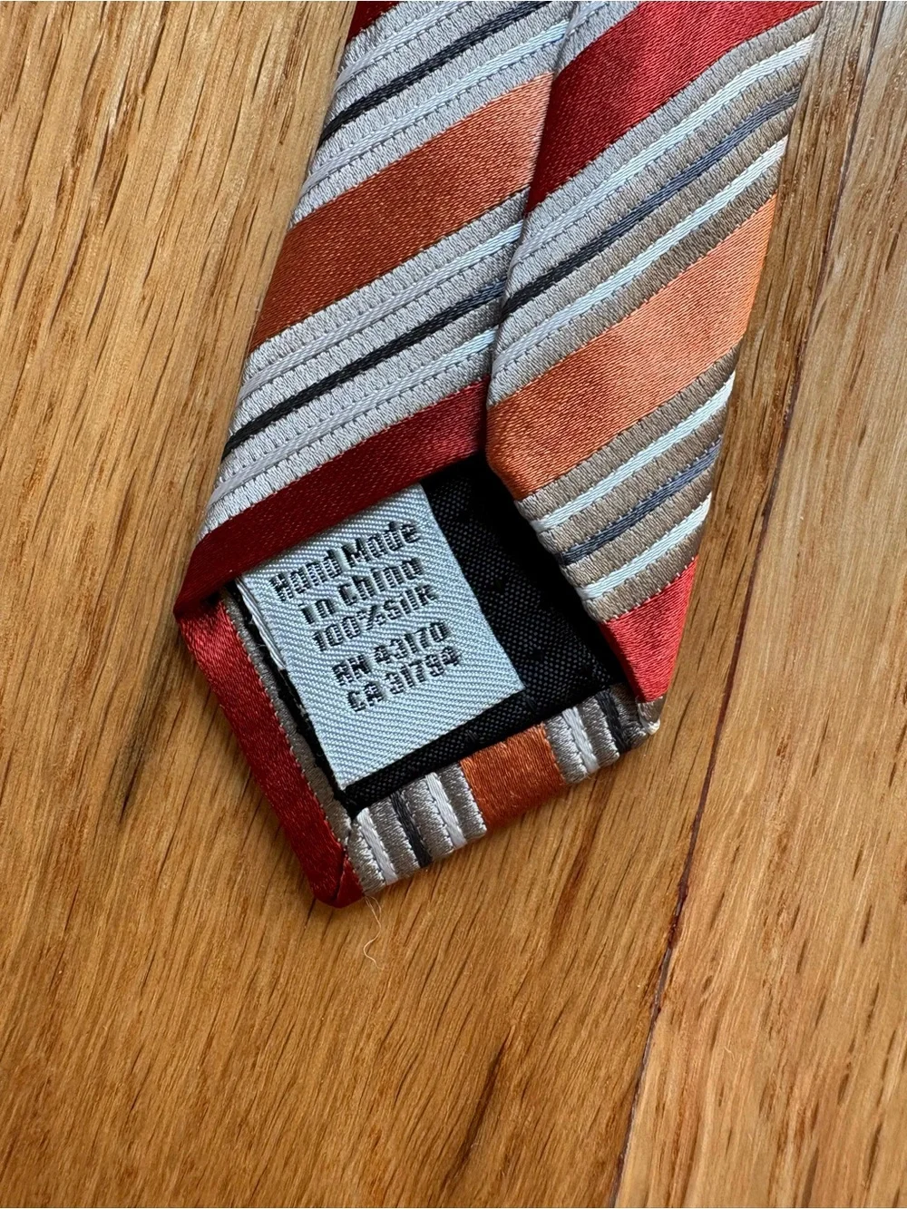 Geoffrey Beene 100% Silk Handmade Tie Rust Orange Striped Classic Width Necktie